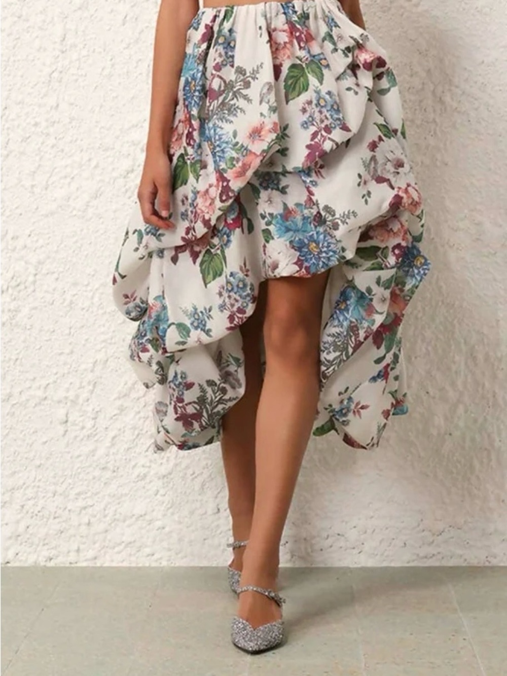 NWT Zimmermann Matchmaker Draped Midi Skirt Ivory Floral - Stunning!